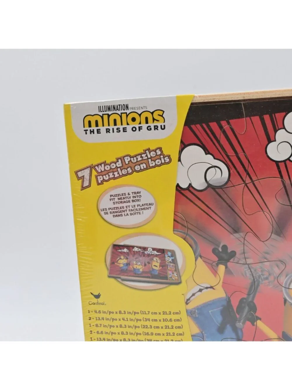 Minions The Rise Of Gru 7 Wood Puzzles Set With Tray Storage Box New Sealed